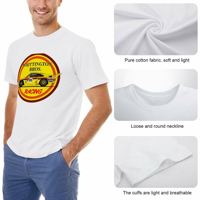 Camiseta de carreras de Whittington bros para hombre, ropa divertida, blanca, corta, 1980