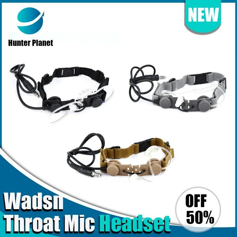 WADSN Tactical Throat Mic Eaphone Laryngeal For Kenwood BaoFeng UV-5R UV-5X UV-82 Headset Microphone Walkie Earpiece Radio U94 P