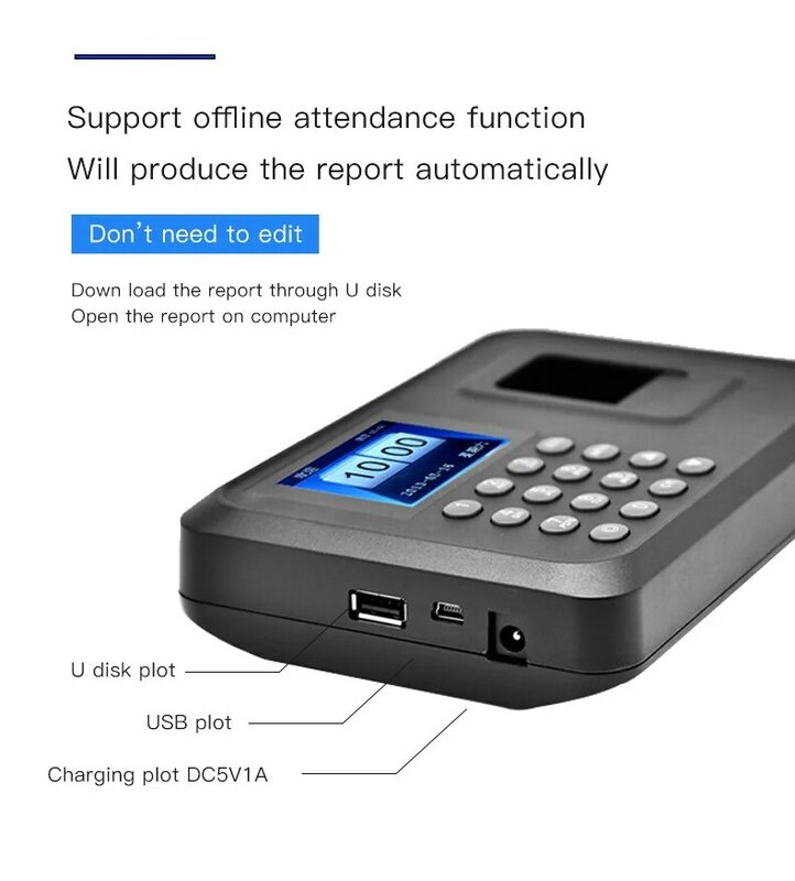 A6 Attendance Machine Password+Fingerprint Multi-language Sign-in Recognition Punch-in Equipment Intelligent Report Generation