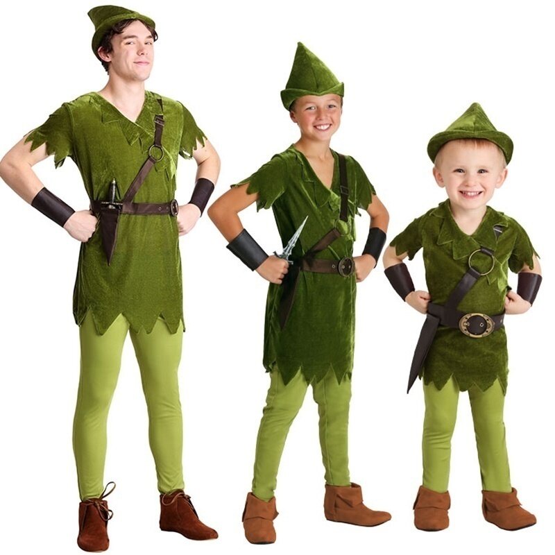 Costume de Cosplay Peter Pan pour Halloween, Costume de film de dessin animé pour enfants adultes hommes filles garçons