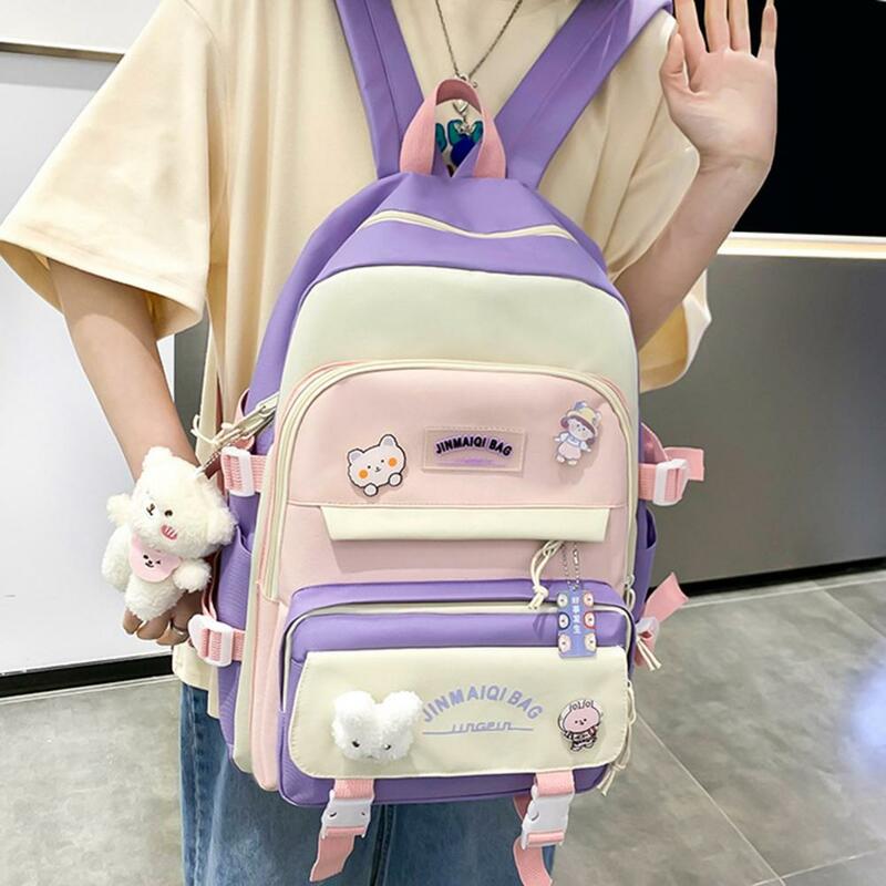 Useful Student Backpack Handbag Cartoon Sweet School Bag Pencil Case Portable Smooth Zipper Backpack Handbag Pencil Case