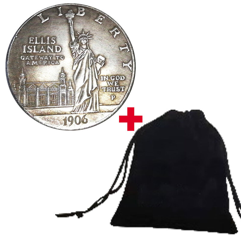 럭셔리 1906 리버티 미국 3D 아트 동전, 기념 미국 커플 동전, 포켓 동전, 기념 행운의 동전, 선물 가방