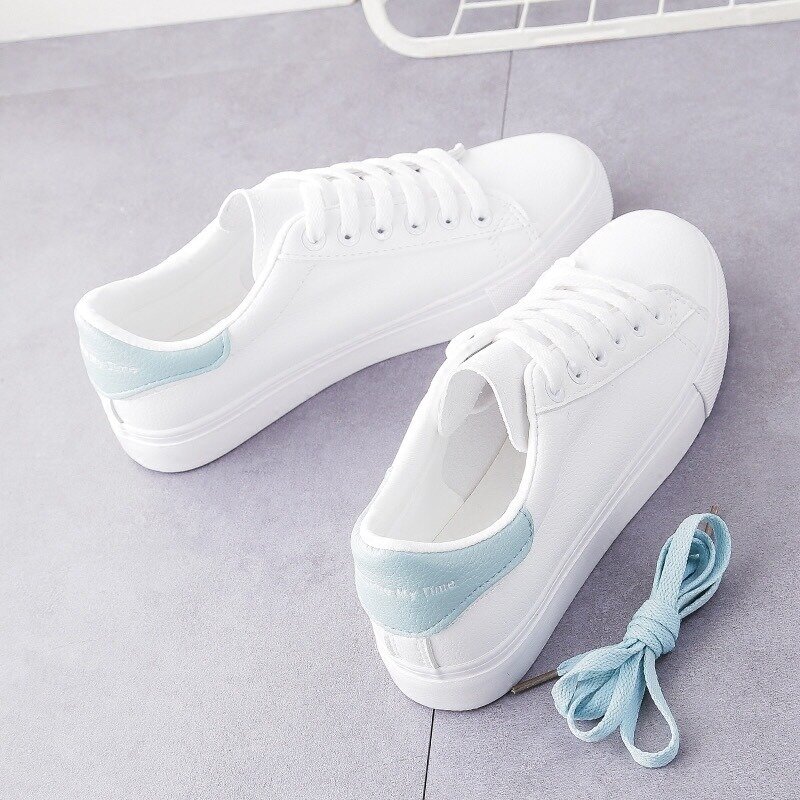 Comemore-Baskets blanches élégantes en cuir pour femmes, chaussures décontractées, couleur unie, nouvelle collection printemps 2024