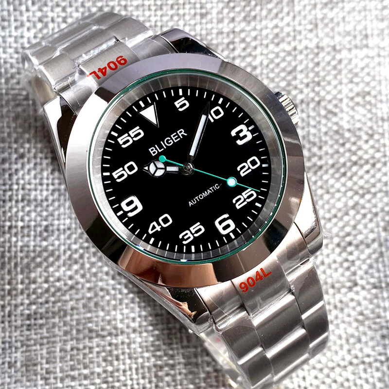 Air-King NH35A MIYOTA PT5000 reloj mecánico para hombre, cristal verde, acero inoxidable, mano verde, 904L, Oyster Sport, 36mm, 39mm