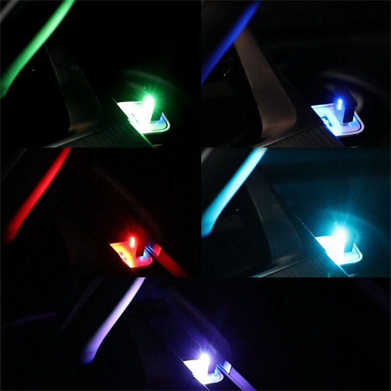 1x Car USB LED Button Control 7 Colors Atmosphere Lamp Decorative Bulb Portable Auto Interior Home Laptop Ambient Light