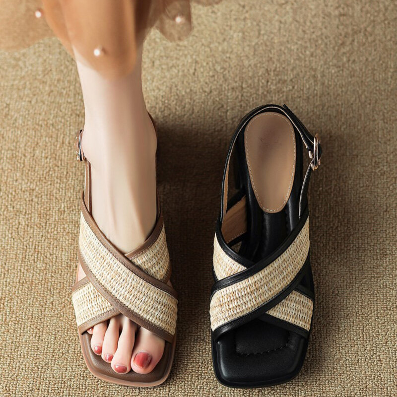 Дизайнерские летние женские сандалии-гладиаторы, Модная элегантная обувь с ремешком на щиколотке, женские уличные классические туфли-лодочки