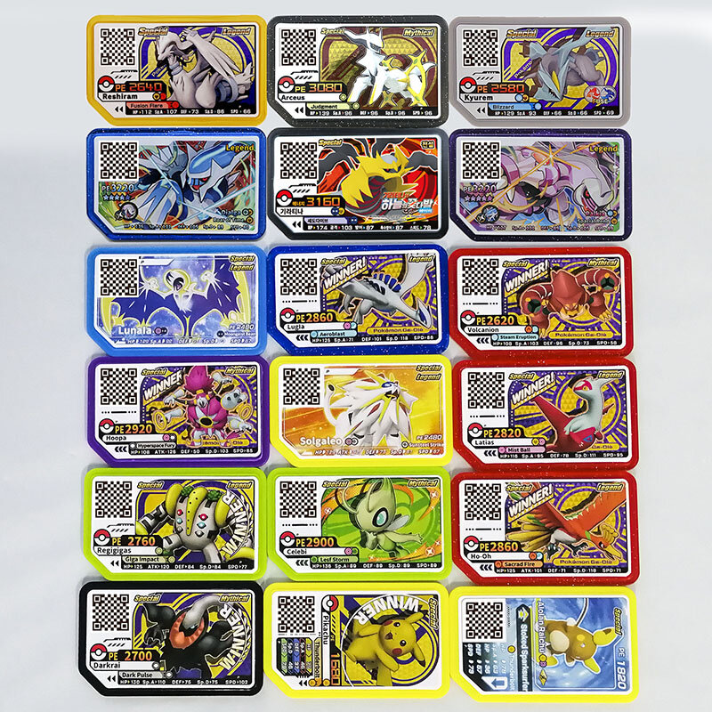 Pokemon Gaole Disks juego Arcade especial Kyurem Reshiram tarjetas QR Palkia Dialga campaña Ga ole Giratina Legend regalos para niños