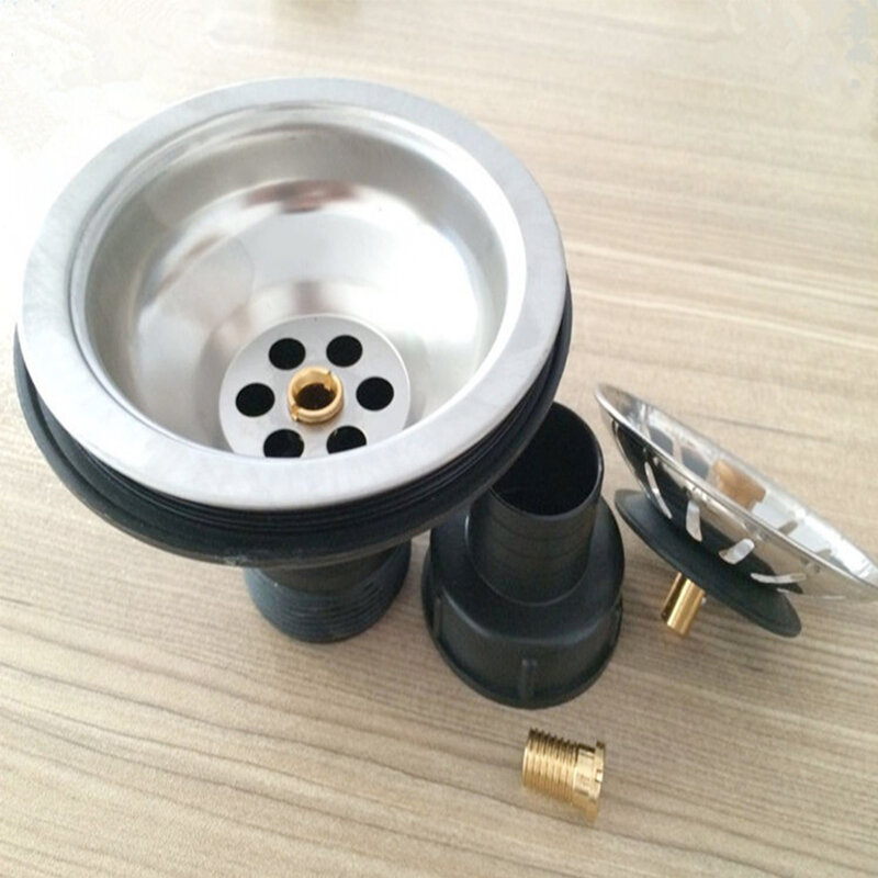 Sink Drainer Strainer Portable Kitchen Disposer Plug Stainless Steel Silver Stopper Filter