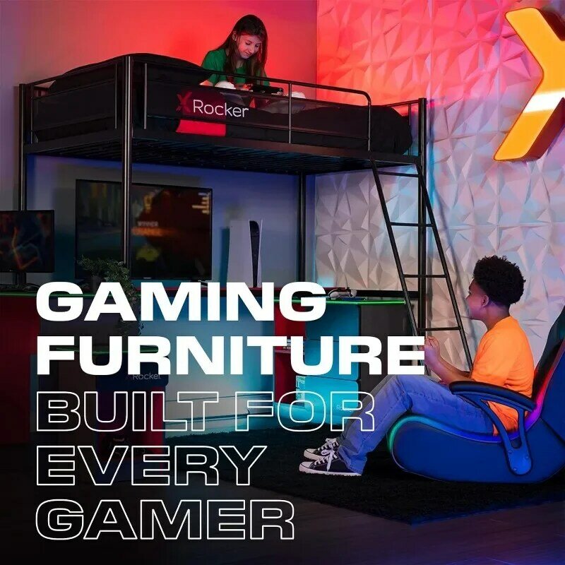 X kursi Gaming alas Rocker, digunakan dengan semua konsol game utama, ponsel, TV, PC, perangkat pintar, dengan sandaran tangan, Audio Bluetooth