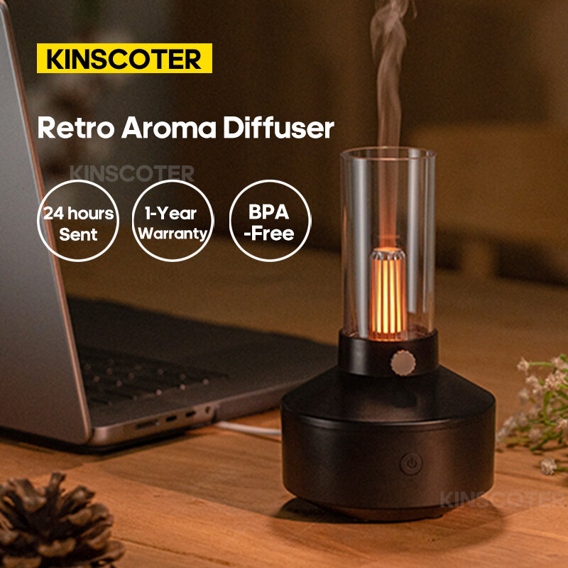 KINSCOTER Difusor Aromático Portátil USB Humidificador de Aire Aceite Esencial Luz de Noche Vaporizador de Niebla Fría para Regalo Dormitorio