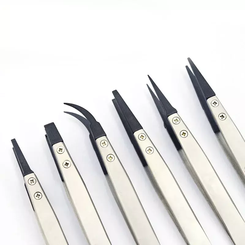 1PC Watch Hands Installation Work Tweezers Straight Elbow Handle Stainless Antistatic Plastic Tweezers ESD-259 ESD-259A ESD-7A