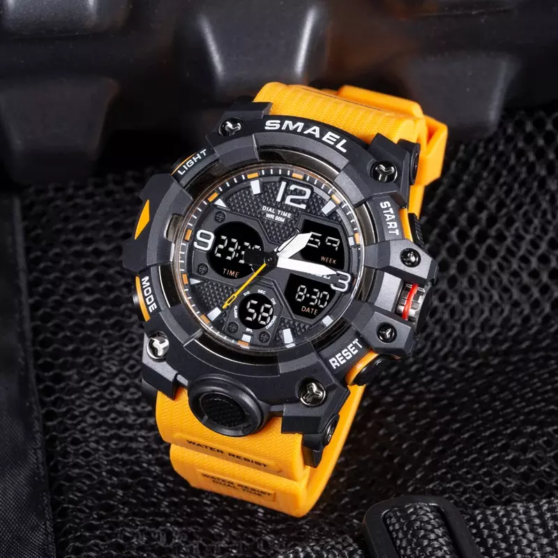 SMAEL Top marka męski zegarek wojskowy cyfrowy wodoodporny podwójny wyświetlacz kwarcowy sportowy zegarek na rękę dla mężczyzn zegar 8008 młodzieżowy stoper