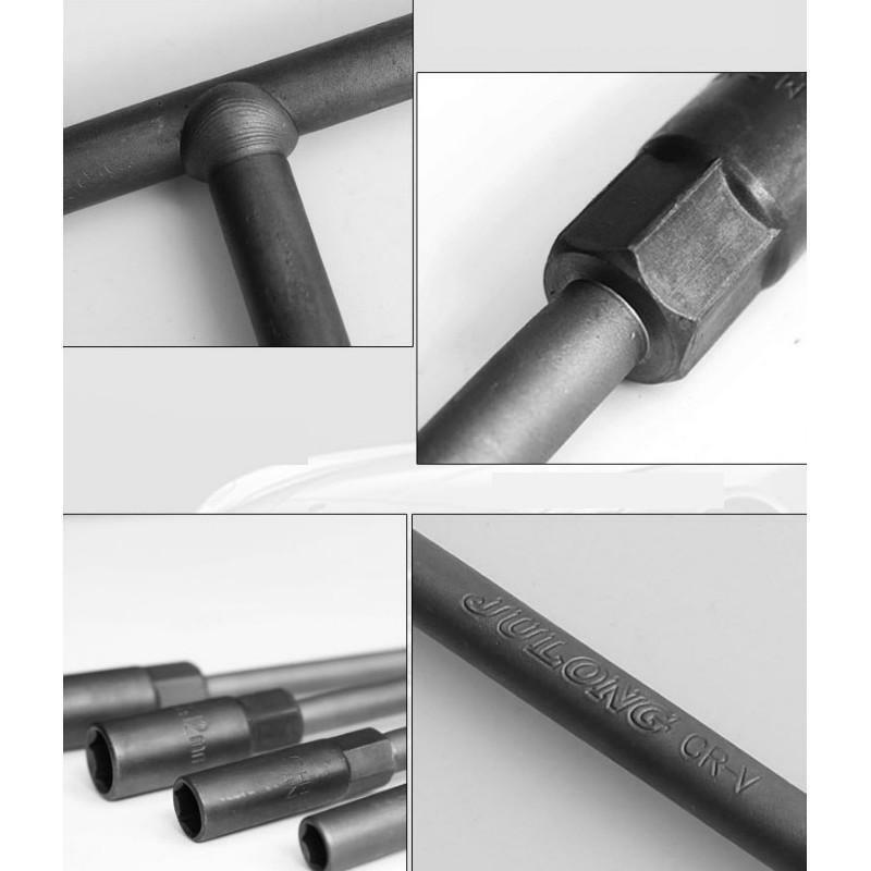 Llave de tubo hexagonal en forma de T, herramientas manuales de mantenimiento de automóviles y motocicletas, 6-19mm