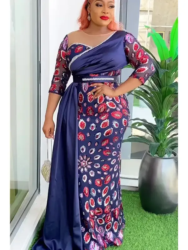 African Dresses for Women Plus Size Africa Clothes Dashiki Ankara Wedding Outfit Gown Elegant Evening Party Long Maxi Dress