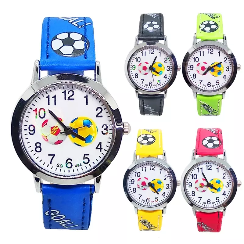 High quality football watch children Leather digital watches kids girls boys birthday gift child waterproof quartz watches clock