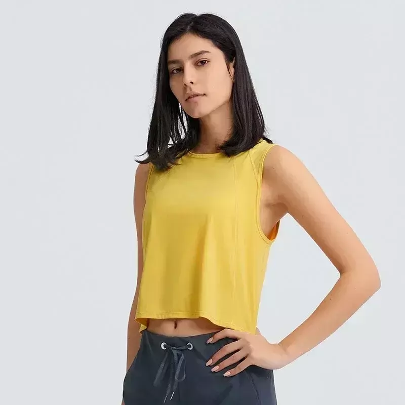 Lemon Buttery Soft Yoga Top For Women Loose Fit Workout Tank Gym Wear Sleeveless Back Hollow Out Sportswear Running Sport Shirts