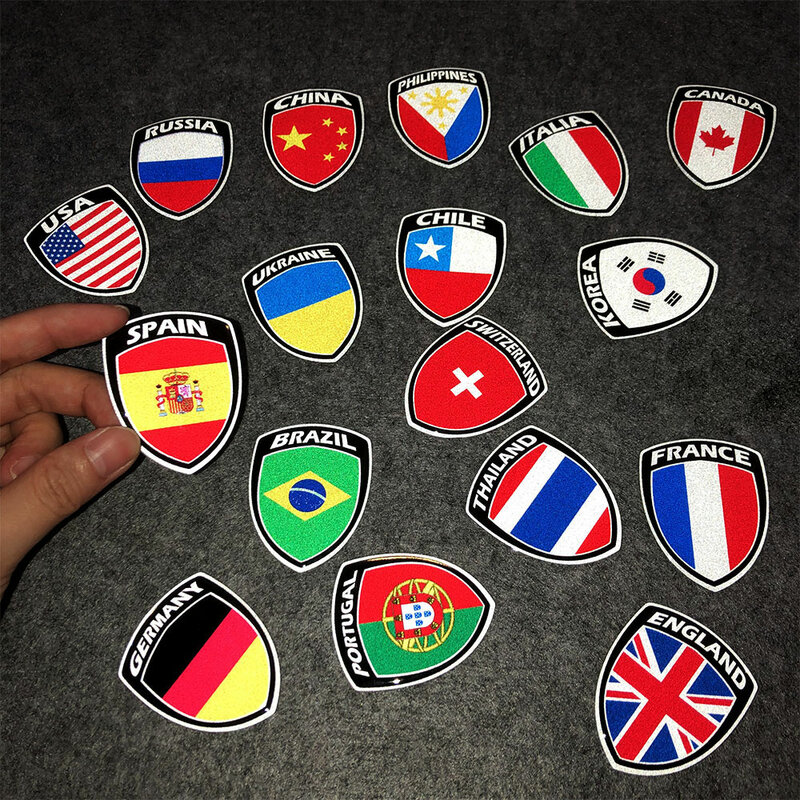 Pegatina de bandera reflectante 3D para motocicleta, calcomanía para coche, Reino Unido, Italia, Francia, Rusia, España, Brasil, Corea del Sur, Japón, Chile, EE. UU., Portugal