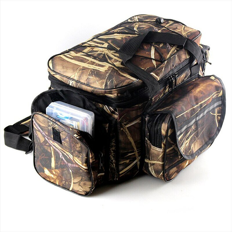 Waterproof Fishing Bag Nylon Large Capacity Multi Purpose Fishing Tackle Two Layer Waterproof Outdoor Shoulder Bags