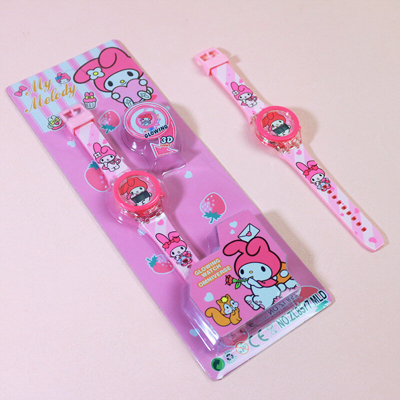 Relojes luminosos de Hello Kitty para niñas, Kuromi Sanrio, regalo para niños, reloj de pulsera femenino