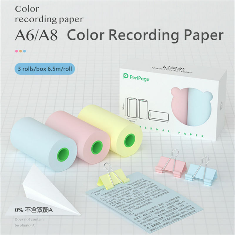 Peripage-rollo de papel autoadhesivo térmico A6, etiqueta de color, papel fotográfico transparente, impresión para impresora fotográfica Papeang