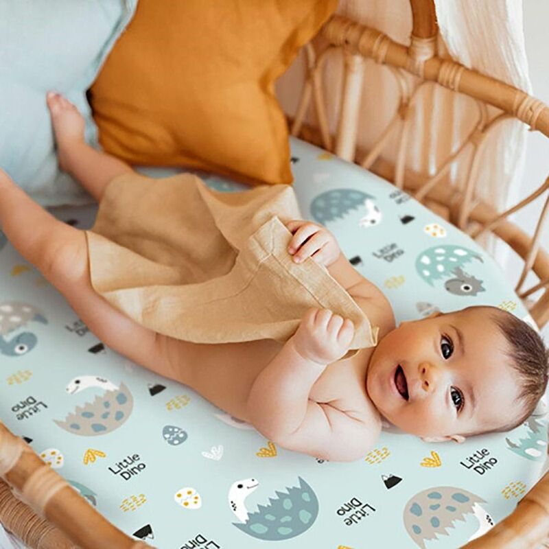 Breathable Baby Bassinet Sheets Replacement Elastic Cozy Infant Mattress Sheet Floral Pattern Comfortable Bassinet Crib Sheet