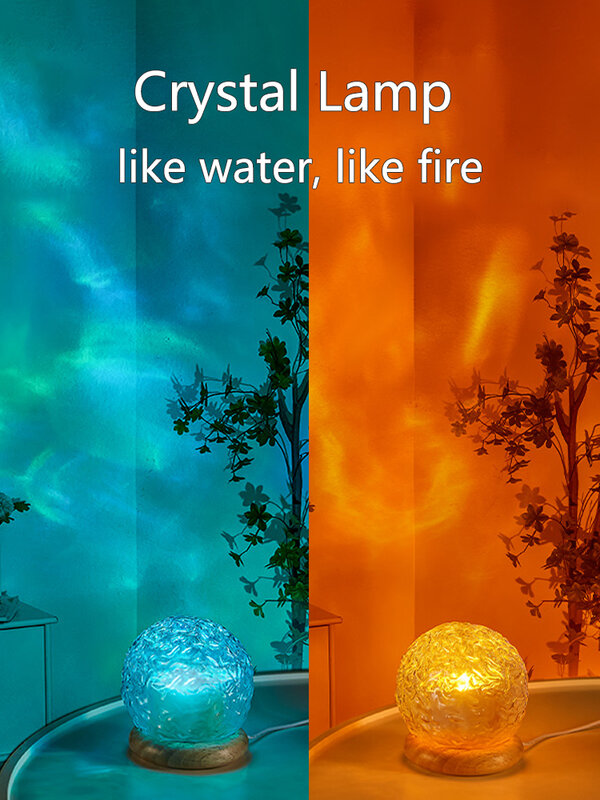 Nowy projektor falowania wody lampka nocna kryształowa lampa nastrojowa dom sypialnia dekoracyjny estetyczny prezent na boże narodzenie INS oświetlenie zachodu słońca