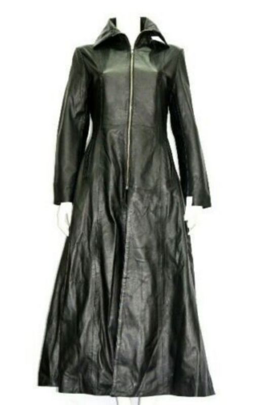 Robe longue en cuir véritable pour femmes, Trench-coat, manteaux et vestes