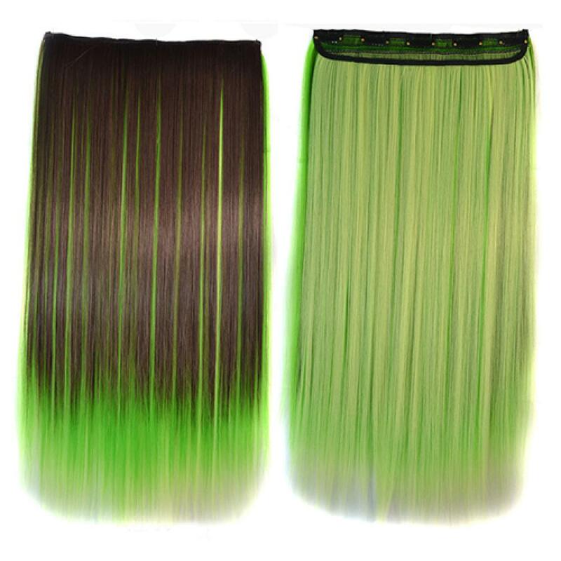Kolorowe podświetlenie syntetyczne doczepy włosów na klipsy tęcza długie proste treski odporne na ciepło naturalne sztuczne włosy peruki