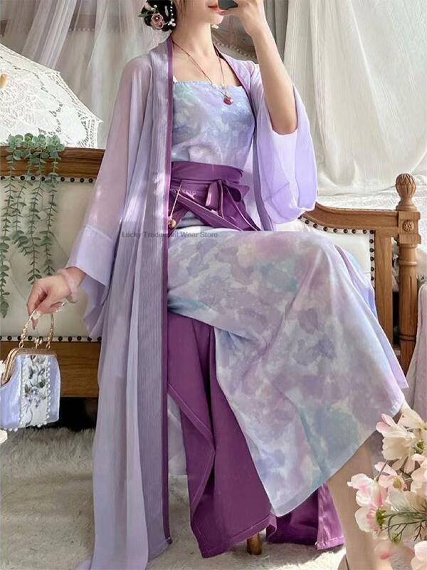 Costume Hanfu chinois des Prairies pour femmes, robe de la dynastie Song traditionnelle, nickel é, tenues pour filles, ensemble de robe violet 03