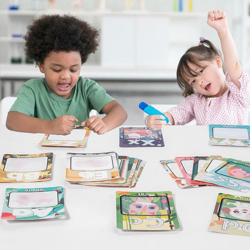Libro de dibujo del alfabeto para colorear, Flashcards para aprendizaje preescolar, pintura educativa, abecedario, agua