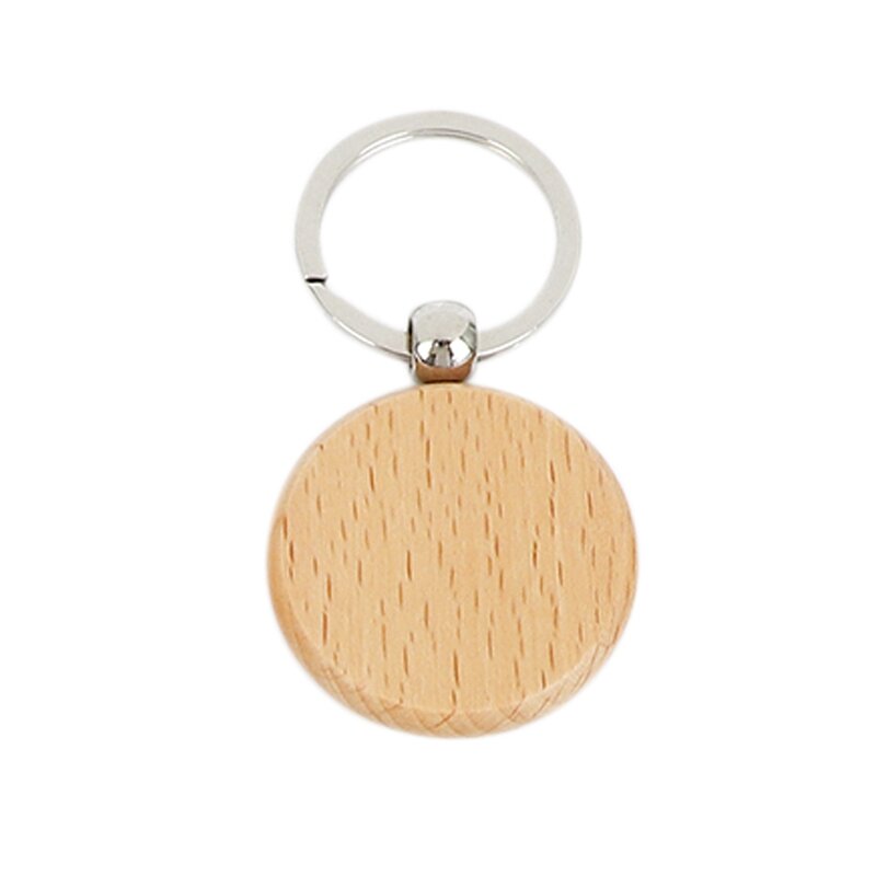 Llavero redondo de madera en blanco, 60 piezas, DIY, etiqueta para llave, regalo
