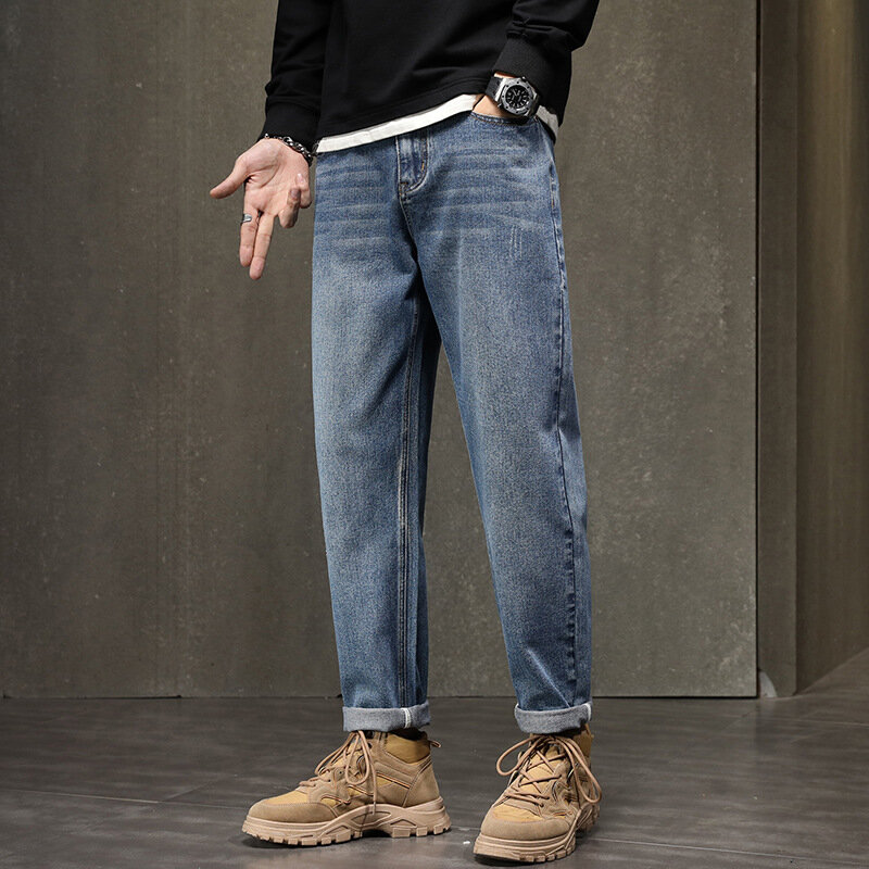 2023 neue Sommer und Herbst Herren Casual Jeans Hosen Mode Baumwolle Blau Hosen