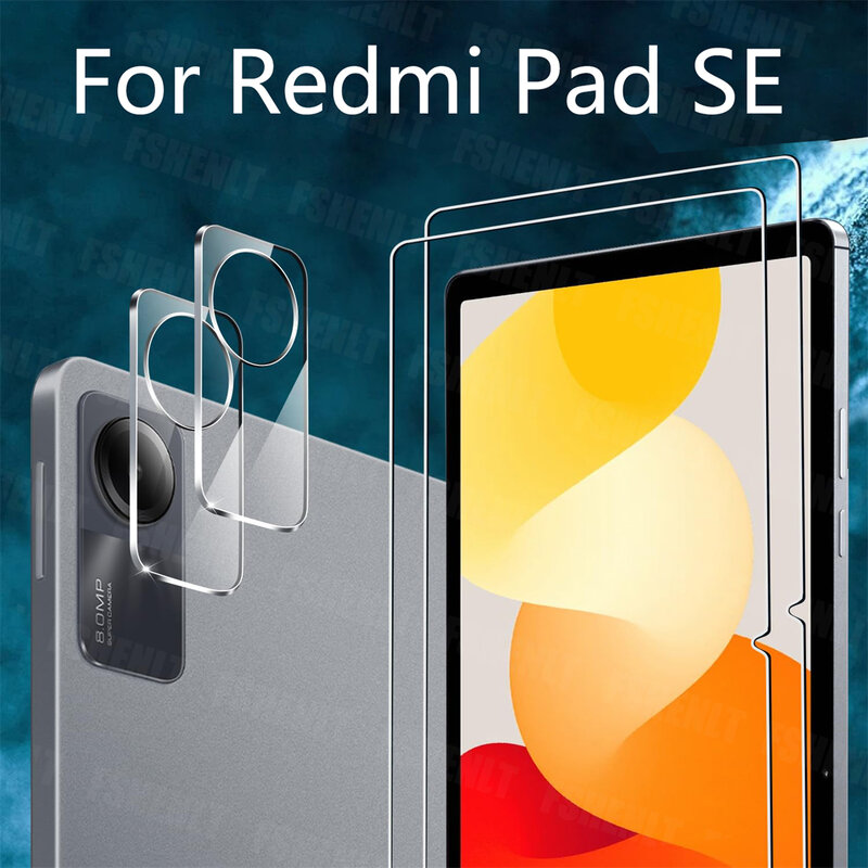 กระจกนิรภัยสำหรับ Xiaomi redmi Pad SE ป้องกันรอยขีดข่วนด้วยฟิล์มป้องกันหน้าจอที่มีความแข็ง9ชั่วโมงพร้อมตัวป้องกันกล้องด้านหลัง
