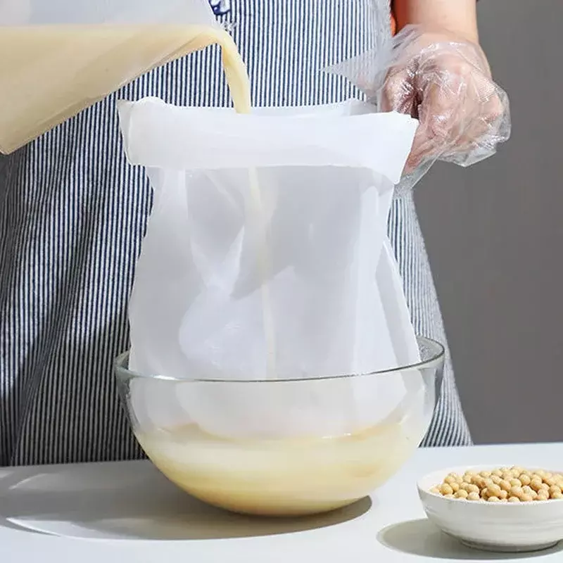 Tas penyaring susu nilon 100 jaring, dapat digunakan kembali, teh Yogurt, bir, minyak, penyaring makanan, jaring saringan dapur