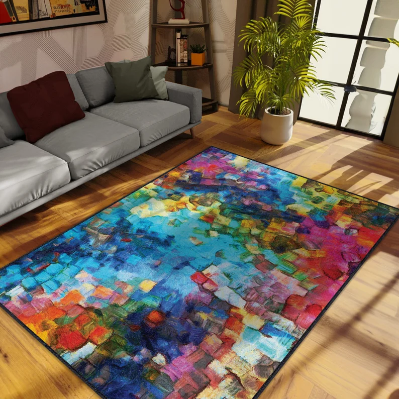 Stile di arte astratta decorare tappeto da soggiorno creativo stampato camera da letto tappetino in peluche tavolini da caffè Fluffy Rug cofy