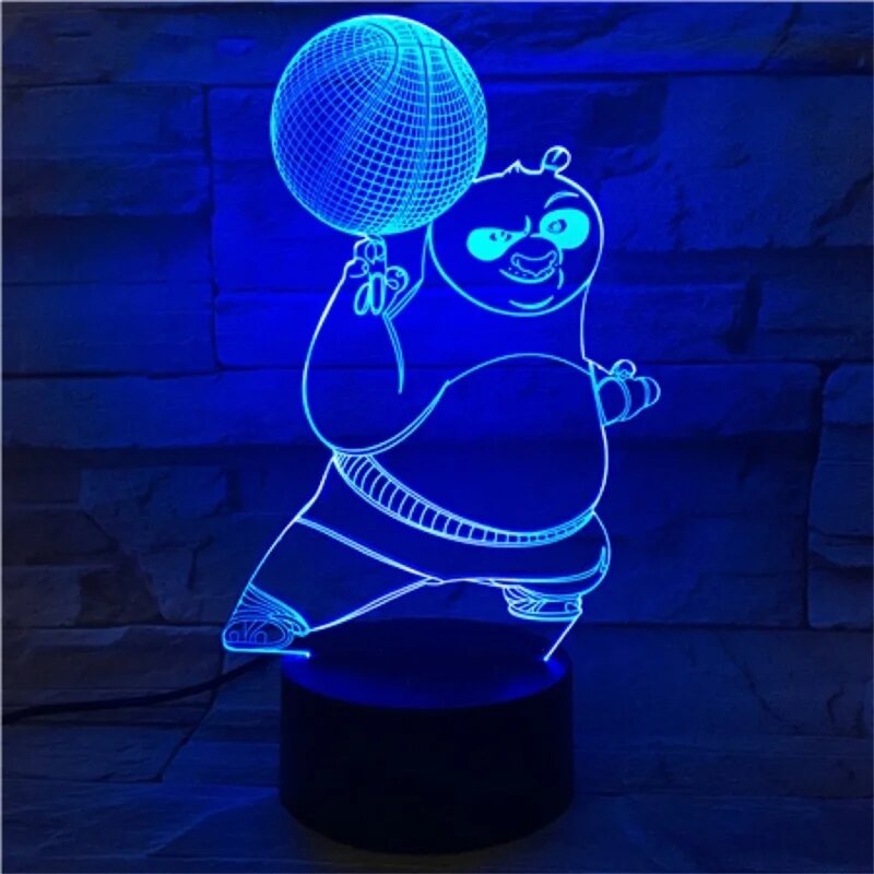 Lampka nocna Led chłopięca Kung Fu Cool Panda lampka nocna do koszykówki dla dzieci sypialnia USB zasilana Led lampka nocna prezent urodzinowy dla dzieci
