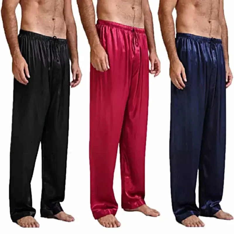 Long Satin 2023 Loose Sleepwear Bottoms Trousers Men Nightgown Pants Pajamas Sleep Pyjamas Homewear Silk