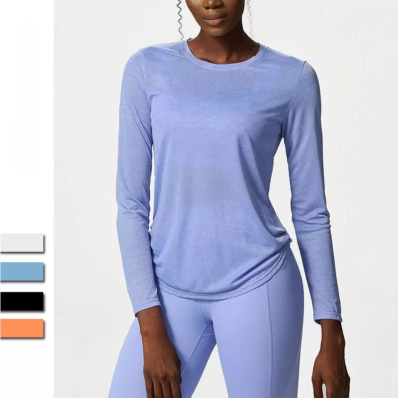 LO Yoga Suit Top suelto de manga larga, Top deportivo, camiseta de Fitness de secado rápido, cubierta deportiva para mujer