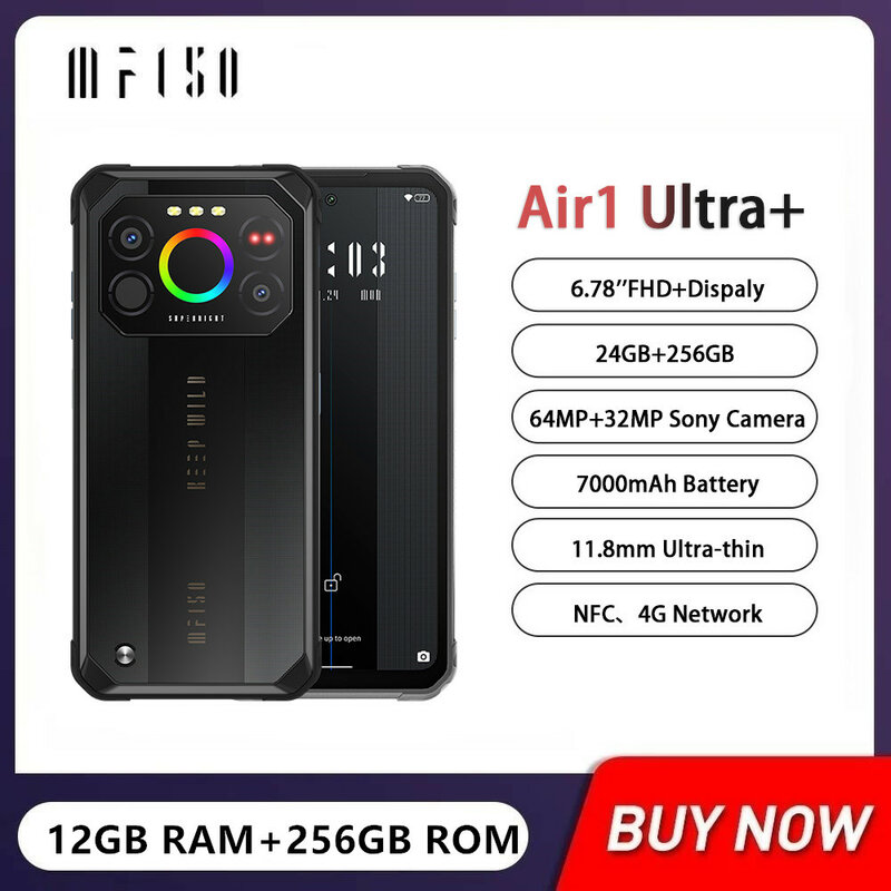 IIIF150 Air1 Ultra + smartphone robusti impermeabili 6.8 pollici FHD Helio G99 12GB + 256GB Android 12 telefono cellulare 7000mAh 64MP 4G telefono
