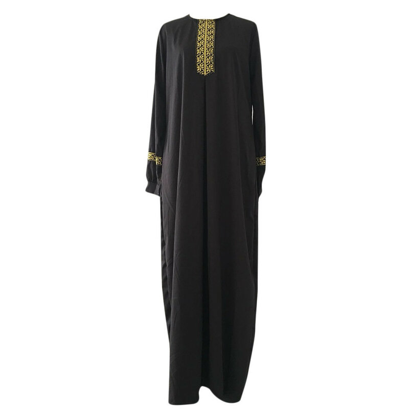Gaun Muslim panjang bordir Kaftan ukuran Plus gaun Abaya kasual baju Muslim gaun wanita Muslim Vestidos Largos