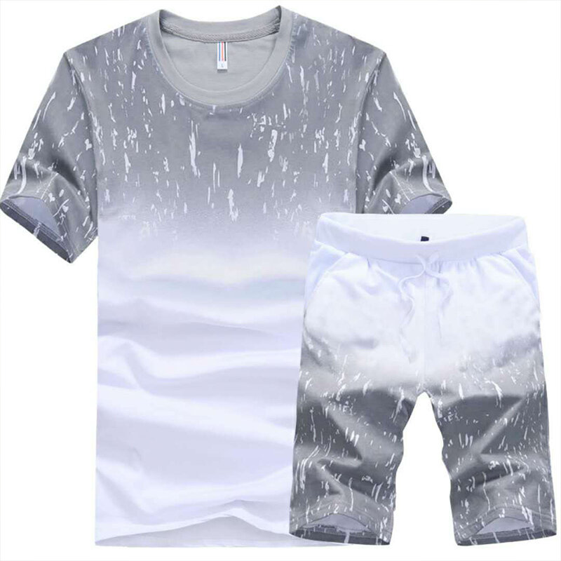 남성 의류 운동복 세트 피트니스 여름 반바지 + T 셔츠 남성 정장 2 개 세트