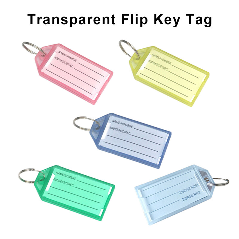 Keychain portátil Name Tag, Chaveiro do cartão da bagagem, etiqueta chain chave