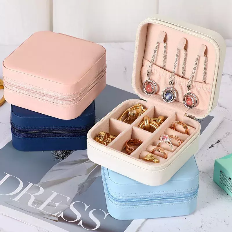 2022 Jewelry Organizer Display Travel PUJewelry Case Boxes Travel Portable Jewelry Box Storage Organizer Earring Holder Gift