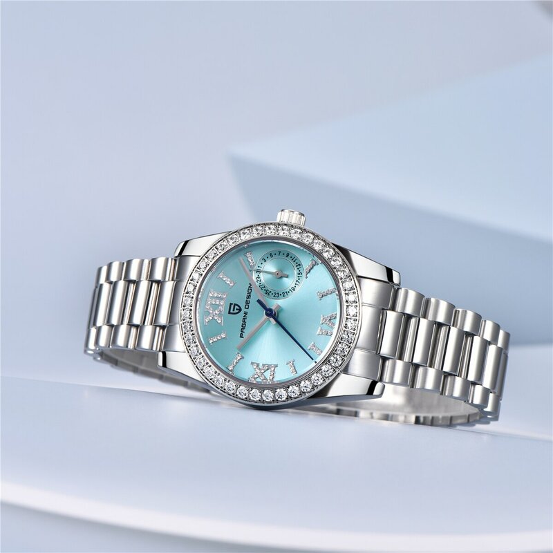 นาฬิกาข้อมือ2024ใหม่32มม. ดีไซน์หรูหรานาฬิกาควอทซ์หรูหราสำหรับผู้หญิงนาฬิกาแซฟไฟร์แฟชั่นกันน้ำ