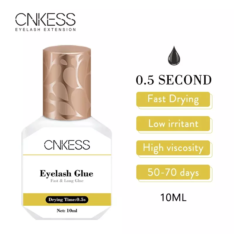 CNK 10ml Extra Strong Eyelash Extension Glue 0.5s Fast Drying Low Irritant Eyelash Glue Adhesive Retention 50-70 Days Wholesale