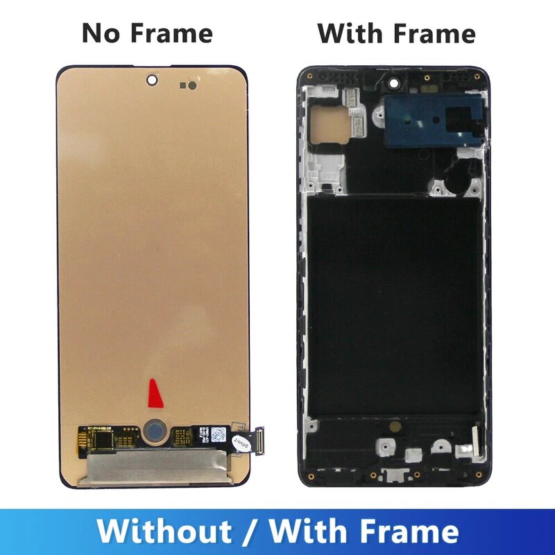 AMOLED do Samsung A71 wymiana wyświetlacza z ramką, do Samsung A715 A715F A715FD wyświetlacz LCD zespół digitizera z ekranem dotykowym