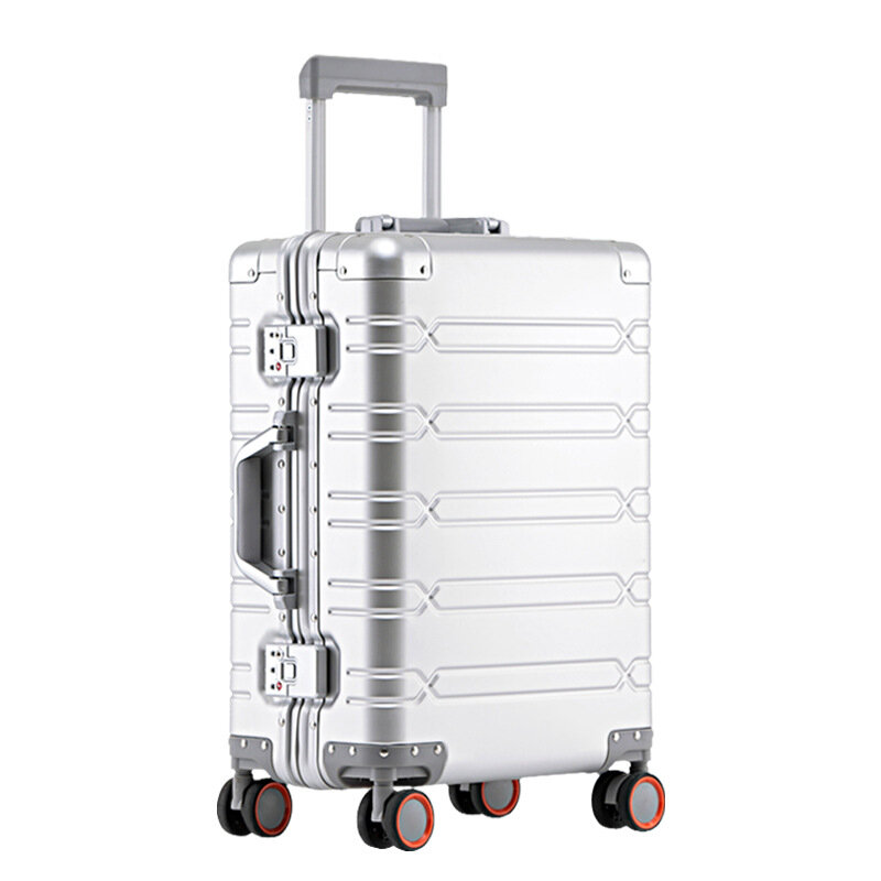 100% чемодан для путешествий из алюминиево-магниевого сплава, чемодан на колесиках 20/24/29 дюймов, чемодан на колесиках для ручной клади