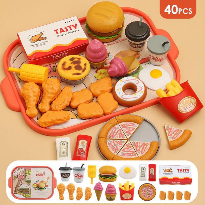Conjunto de hambúrguer seguro e durável para crianças, brinquedos alimentares, simulação de cores brilhantes, cozinha cozinhando brinquedo para crianças e crianças