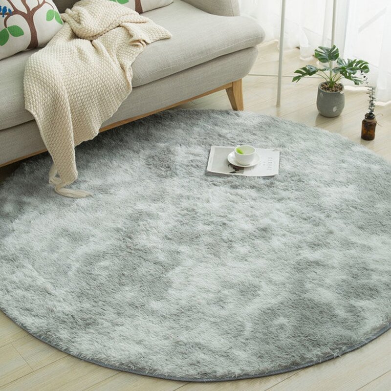 Round Plush Rug Non Slip Carpet Decoration Living Room Bedroom Soft Carpet Floor Ant Skid Mat Children Play Space 40 To60cm
