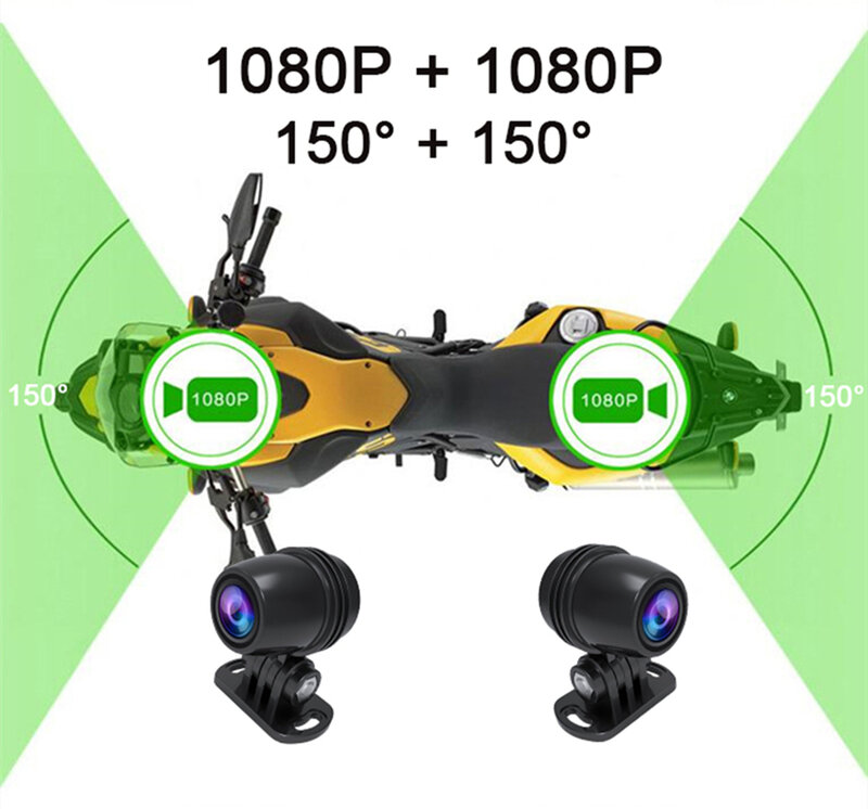 Dual 1080P Motorfiets Dvr Full Body Waterdichte Moto Camera Wifi Gps Dashcam Voor Achter Rijden Videorecorder Zwarte Doos